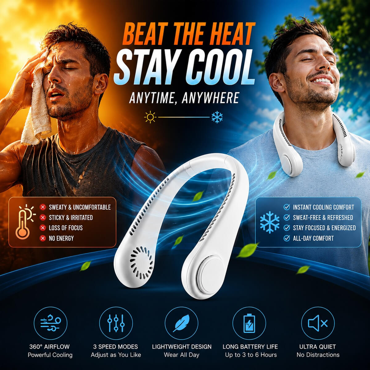 Bladeless Neck Fan - Beat the Heat Anywhere