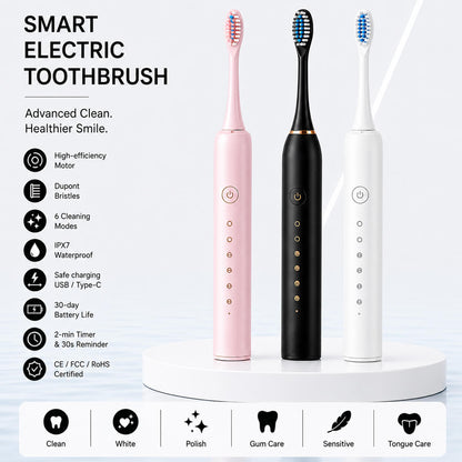 Sonic Electric Toothbrush 6 Cleaning Modes